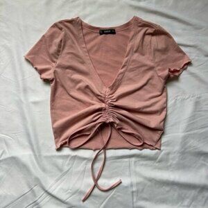 SHEIN V-Neck Crop Top with Adjustable Strings